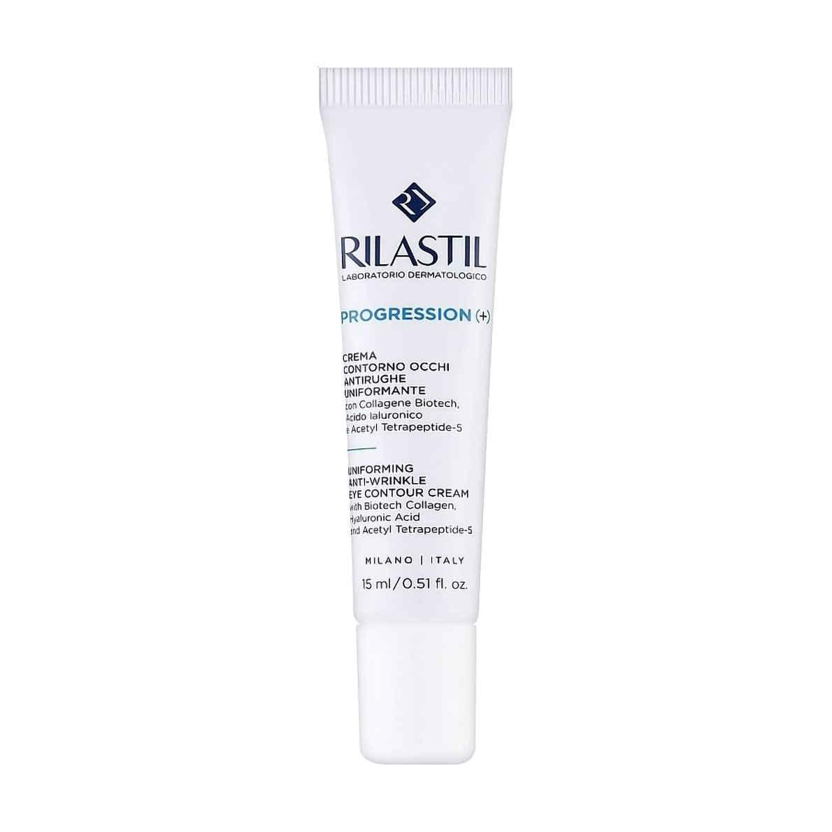 Крем для шкіри навколо очей Rilastil Progression (+) Anti-Wrinkle Eye Contour Cream проти зморщок, з вирівнювальним ефектом, 15 мл